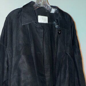 Lord & Taylor Black Linen Sheer Tie-Waist Jacket — Vintage
